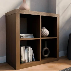 Kubisches Bücherregal Holz-Optik 2 Ebenen 4 Stauräume