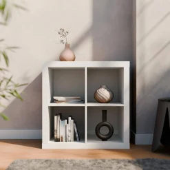 Kubisches Bücherregal Holz-Optik 2 Ebenen 4 Stauräume