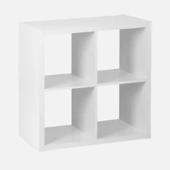 Kubisches Bücherregal Holz-Optik 2 Ebenen 4 Stauräume