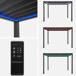 LED Pergola mit motorisiertem Lamellendach Triomphe 3x4m + Markise 4m