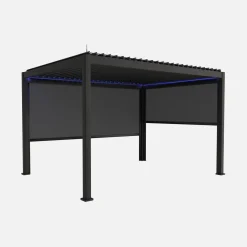 LED Pergola mit motorisiertem Lamellendach Triomphe 3x4m + Markise 3m + Markise 4m