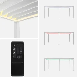 LED Pergola mit motorisiertem Lamellendach Triomphe 3x6m + 4 Markisen 3m