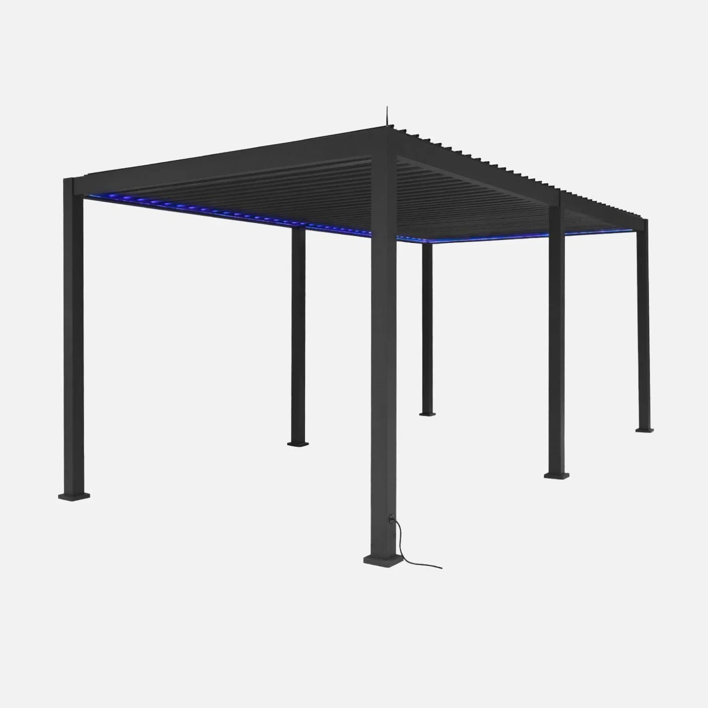 LED Pergola mit motorisiertem Lamellendach Triomphe 3x6m + 4 Markisen 3m