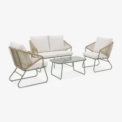 Loungeset aus Metall und Kunststoff, 4 Sitzplätze