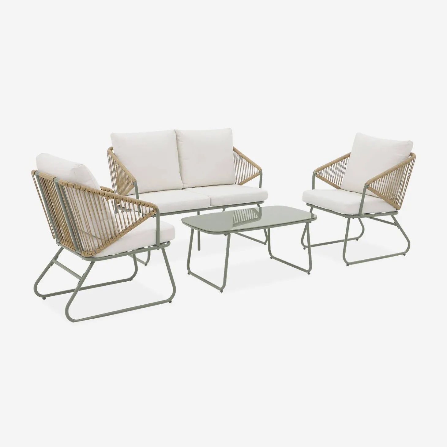 Loungeset aus Metall und Kunststoff, 4 Sitzplätze