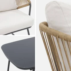 Loungeset aus Metall und Kunststoff, 4 Sitzplätze