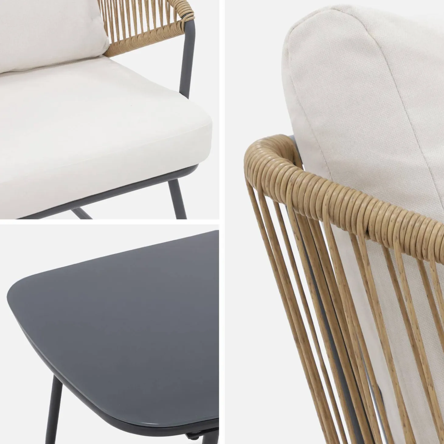 Loungeset aus Metall und Kunststoff, 4 Sitzplätze