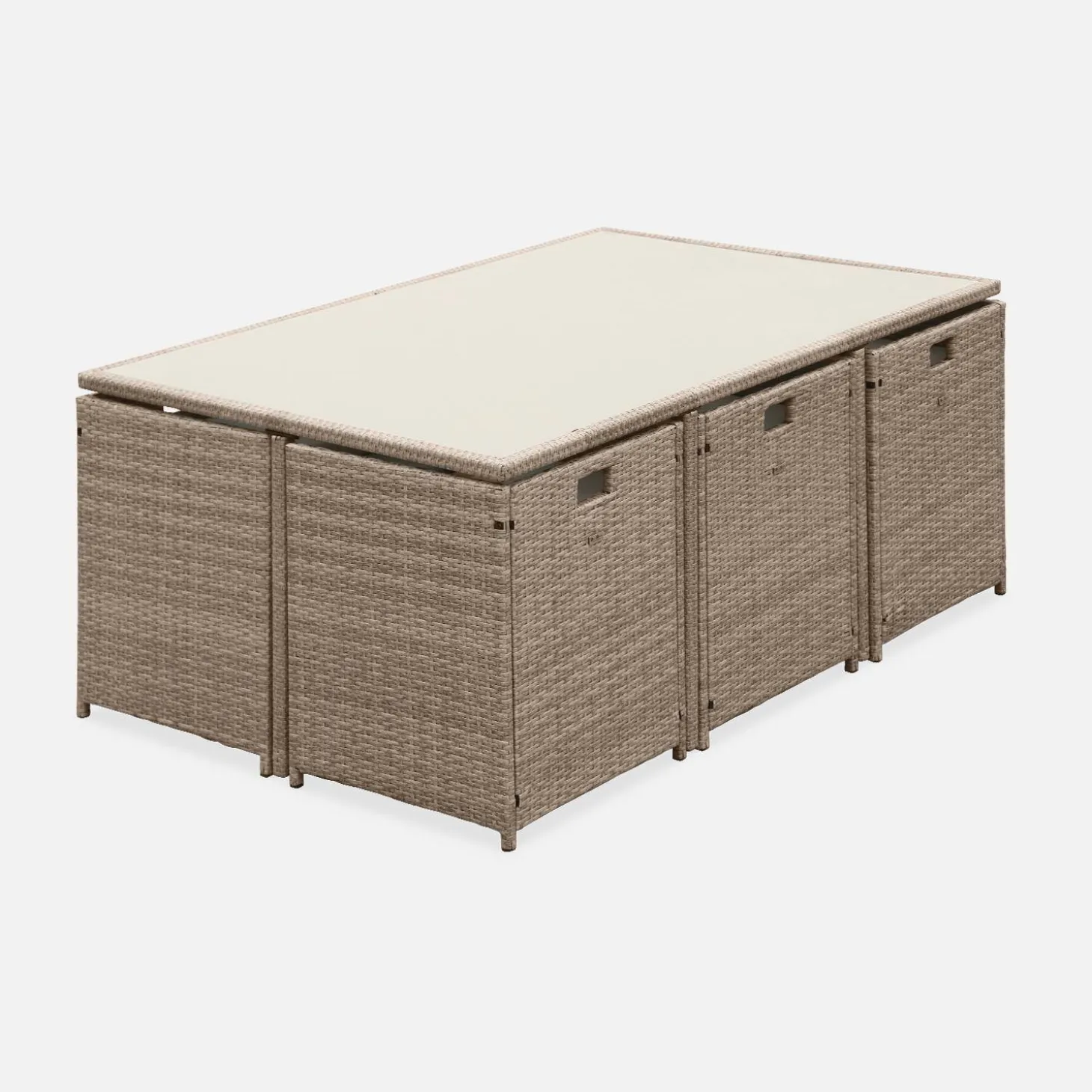 Lounge-Set aus Polyrattan 6-10 Sitzplätze + Schutzhülle dunkelgrau