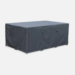 Lounge-Set aus Polyrattan 6-10 Sitzplätze + Schutzhülle dunkelgrau