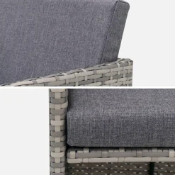 Lounge-Set aus Polyrattan 6-10 Sitzplätze + Schutzhülle dunkelgrau