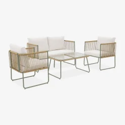 Loungeset aus verzinktem Stahl mit Kunststoffbespannung, 4 Sitzplätze