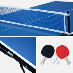 Mini-Tischtennisplatte Indoor, klappbar, mit 4 Schlägern und 6 Bällen