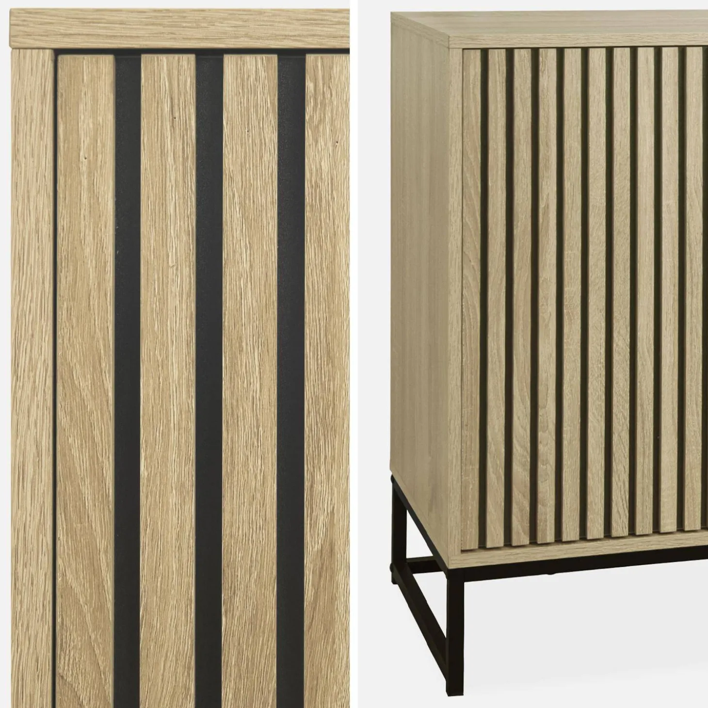 Moderne Anrichte in geriffelter Holzoptik mit 2 Türen B 140