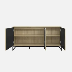 Modernes Sideboard mit Holzoptik und Rillenmuster, 3 Türen, B 160 cm
