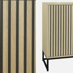 Modernes Sideboard mit Holzoptik und Rillenmuster, 3 Türen, B 160 cm