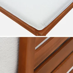 Modulare Gartenbank aus Akazienholz Bezug mit Bouclé-Look
