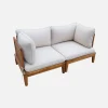 Modulare Gartenbank aus Akazienholz mit Seitenteilen, beige