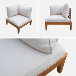 Modulare Gartenbank aus Akazienholz mit Seitenteilen, beige