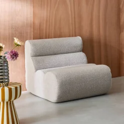Modularer Lounge-Sessel mit strukturiertem Bouclé-Bezug