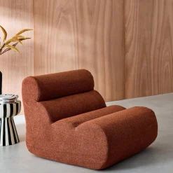 Modularer Lounge-Sessel mit strukturiertem Bouclé-Bezug