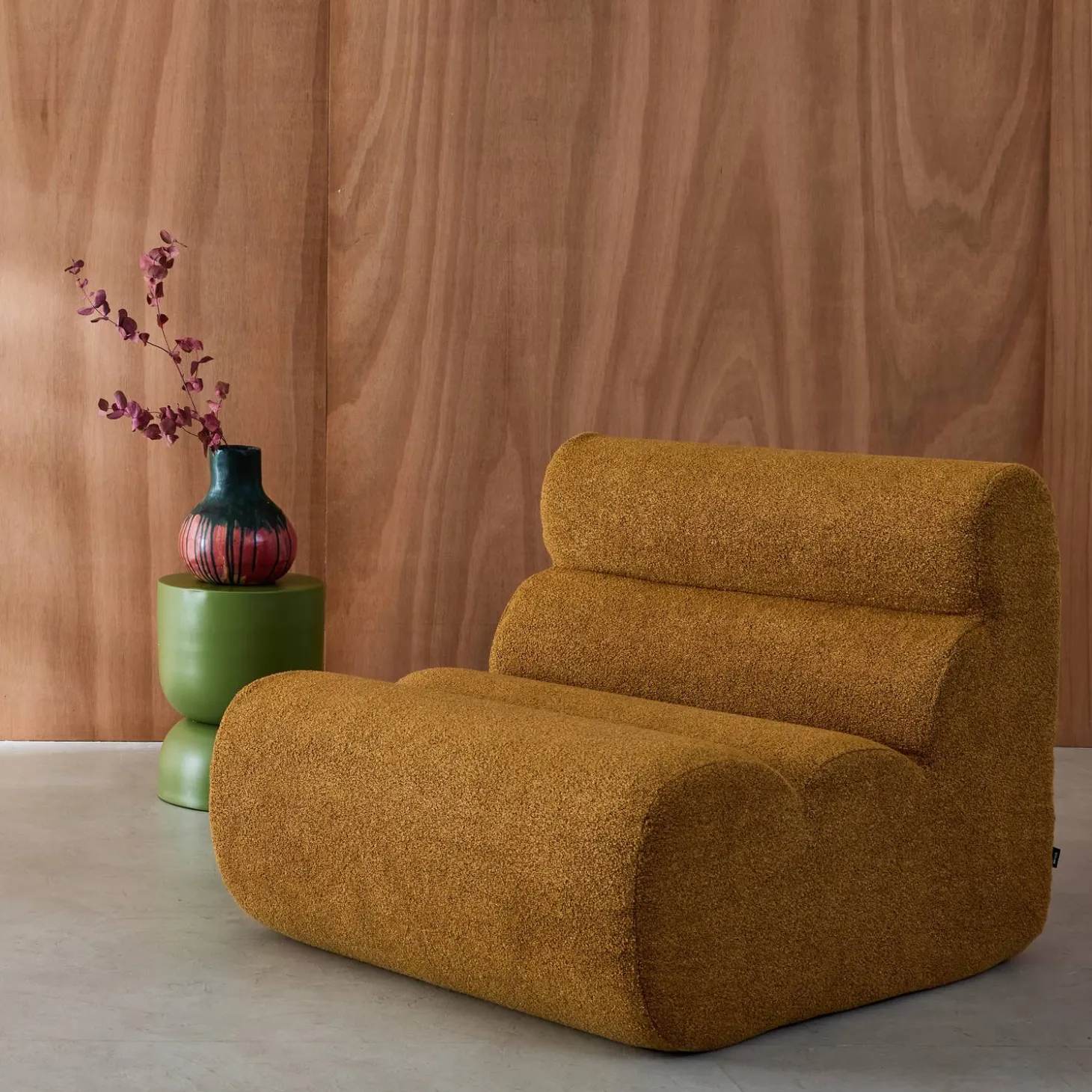 Modularer Lounge-Sessel mit strukturiertem Bouclé-Bezug