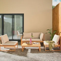 Modulares Gartenmöbel-Set aus Akazienholz für 4 Personen