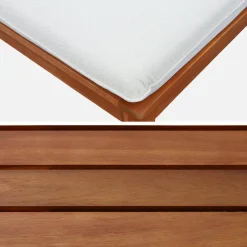Modulares Gartenmöbelset aus Akazienholz 3-Sitzer mit Seitenteilen und Bouclé-Look