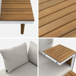 Modulares Gartenmöbelset aus Aluminium und Akazienholz, 4-Sitzer
