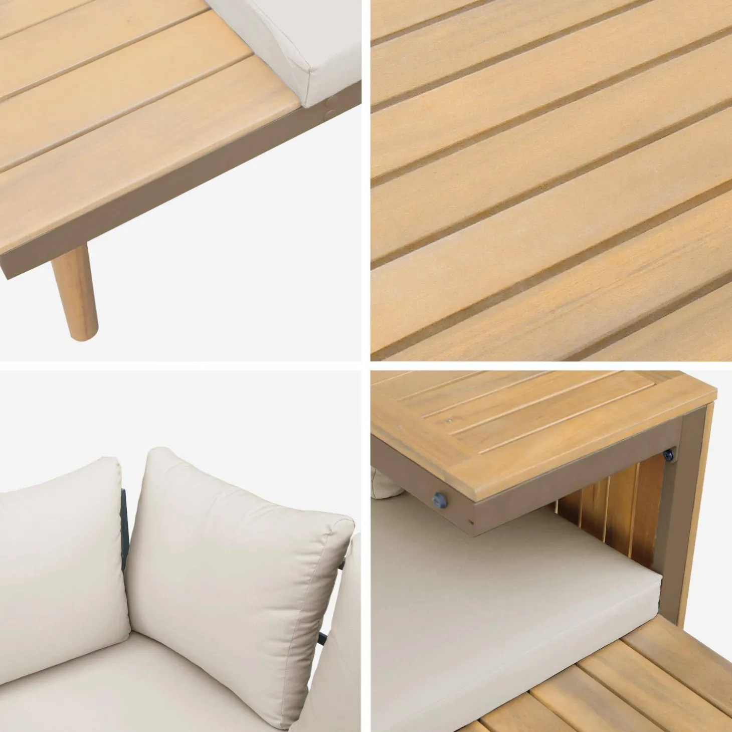 Modulares Gartenmöbelset aus Aluminium und Akazienholz, 4-Sitzer