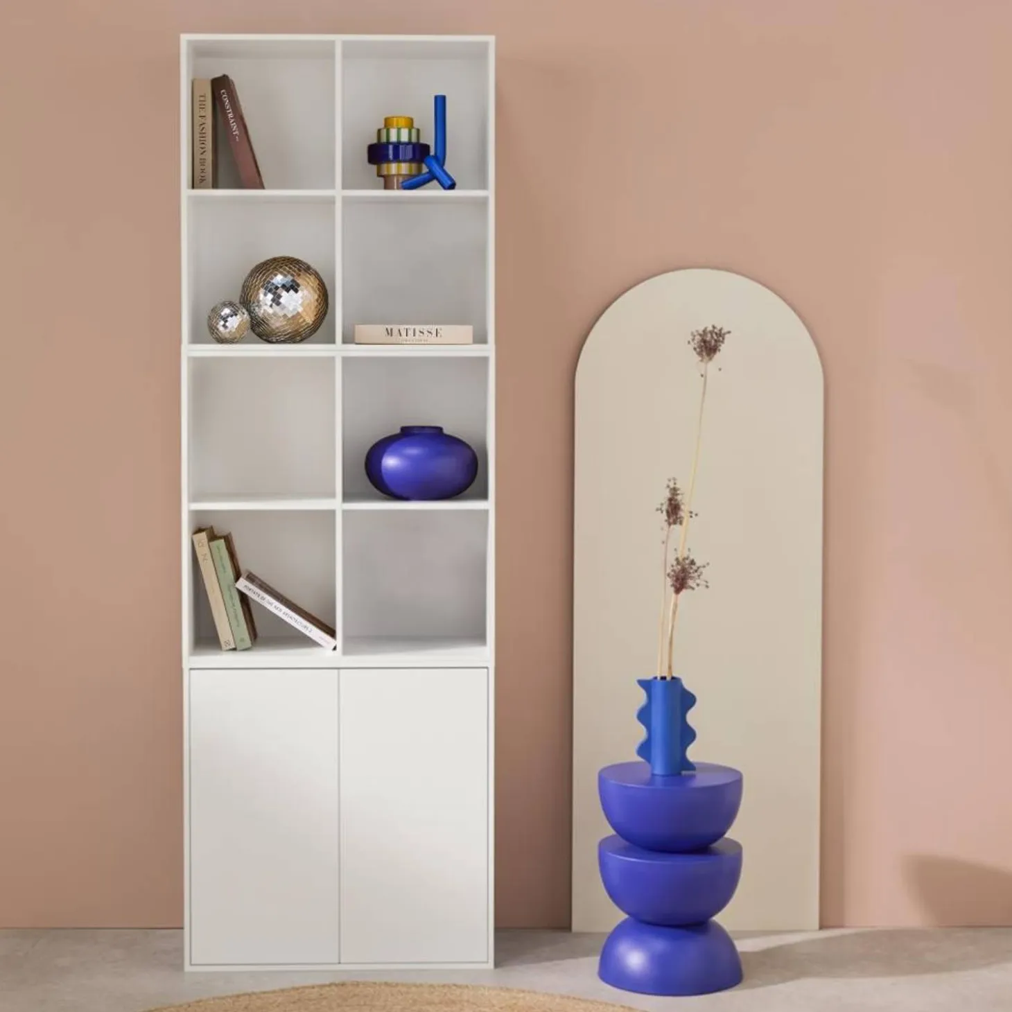 Modulares Regal Holzdekor 3 Elemente - 2 Türen 8 offene Fächer