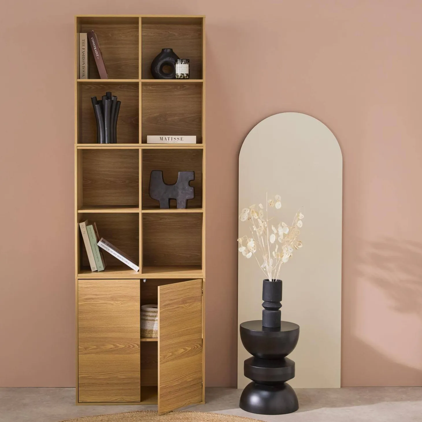 Modulares Regal Holzdekor 3 Elemente - 2 Türen 8 offene Fächer