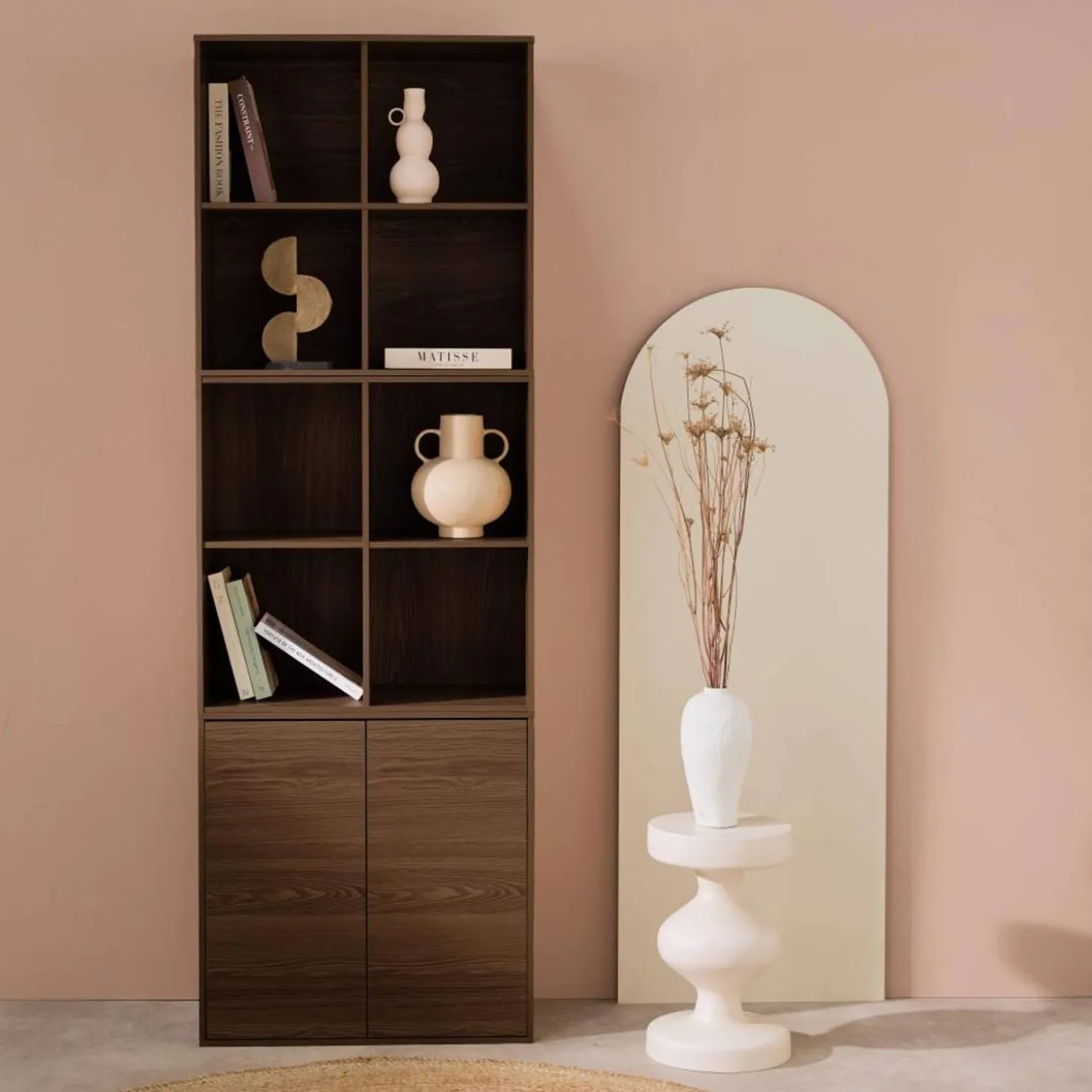 Modulares Regal Holzdekor 3 Elemente - 2 Türen 8 offene Fächer