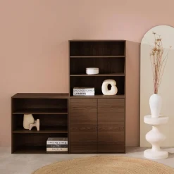 Modulares Regal Holzdekor 3 Elemente - 2 Türen 6 offene Fächer