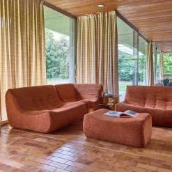 Modulares 5-Sitzer Ecksofa mit 5 Cordbezug und Hocker