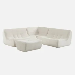 Modulares 5-Sitzer Ecksofa mit 5 Cordbezug und Hocker