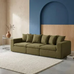 Modulares 3-Sitzer Sofa mit Chenille-Bezug