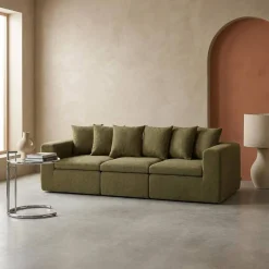 Modulares 3-Sitzer Sofa mit Chenille-Bezug