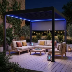 Motorisierte Pergola mit Lamellendach Triomphe 3x4m LED-Beleuchtung + Markise 3 m