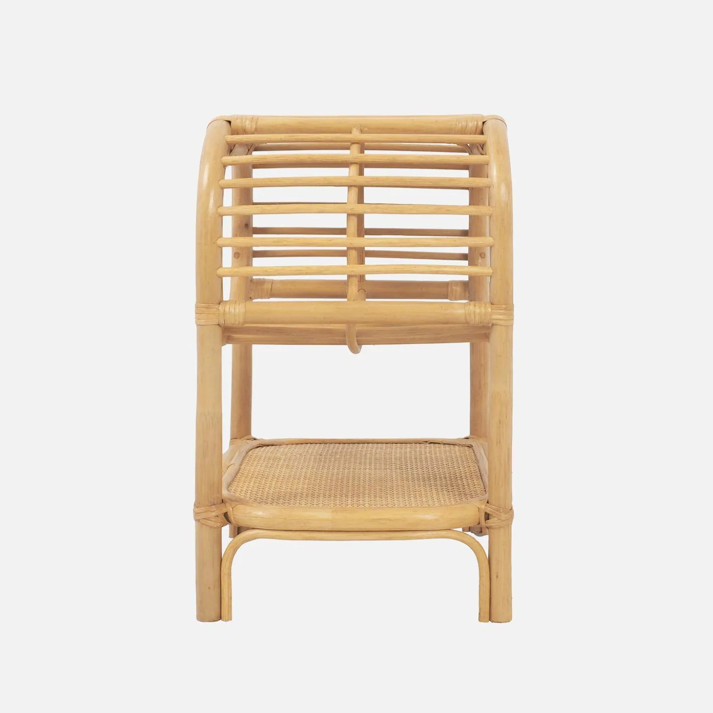 Nachttisch aus gebogenem Natur-Rattan, 1 Ablage, 1 Nische