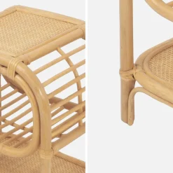 Nachttisch aus gebogenem Natur-Rattan, 1 Ablage, 1 Nische