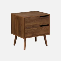 Nachttisch mit Holzdekor, nussbaumfarben, 2 Schubladen