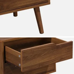 Nachttisch mit Holzdekor, nussbaumfarben, 2 Schubladen