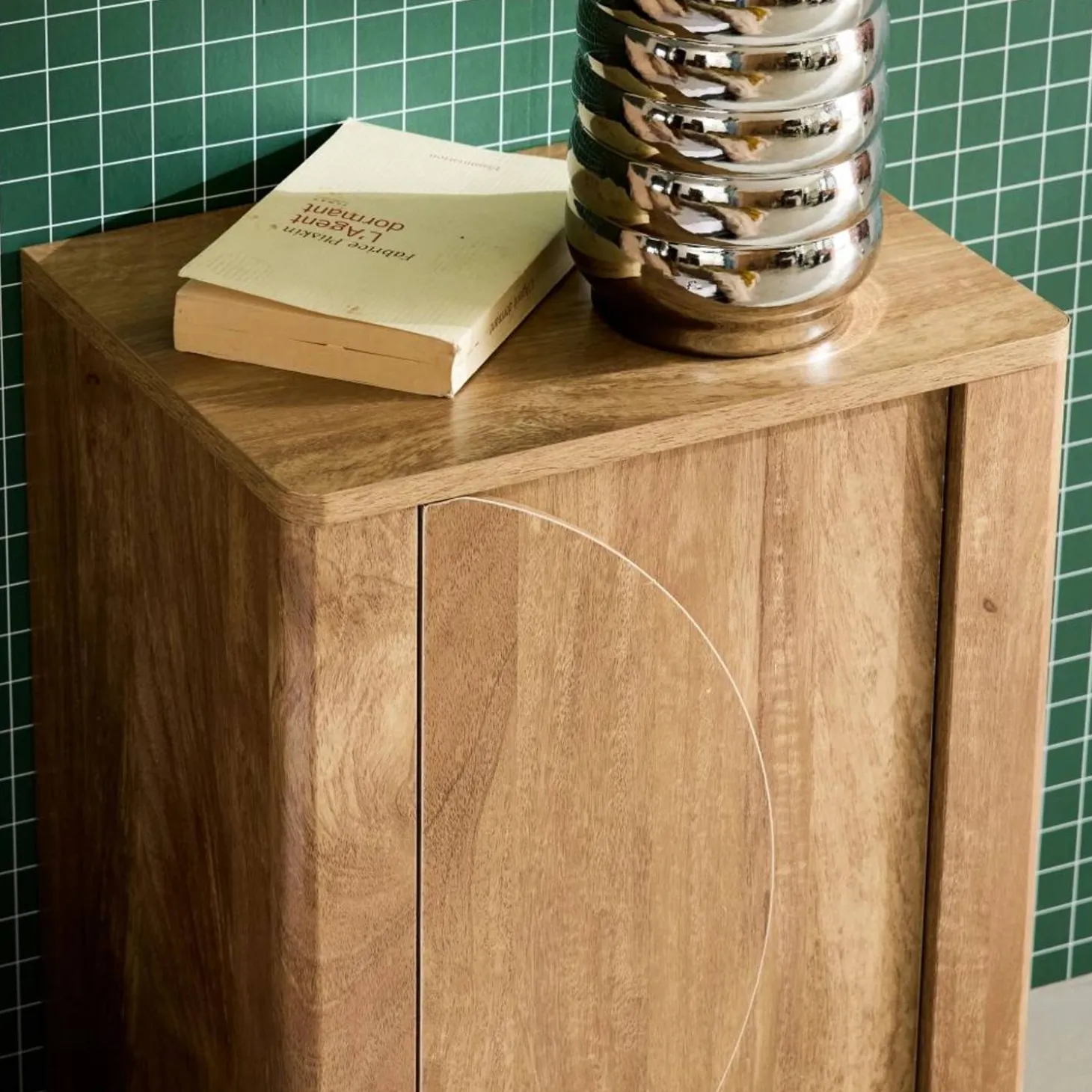 Nachttisch mit Holzdekor und 1 umkehrbaren Tür