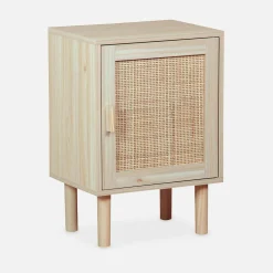 Nachttisch mit Rattan-Geflecht