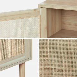 Nachttisch mit Rattan-Geflecht