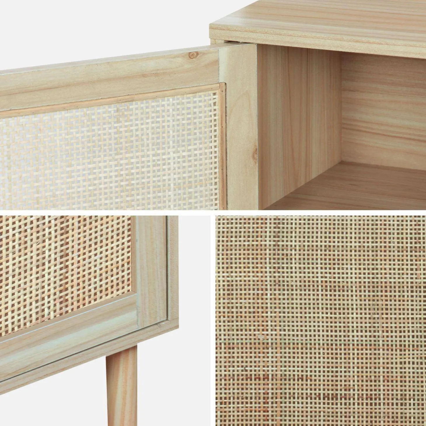 Nachttisch mit Rattan-Geflecht
