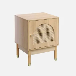 Nachttisch mit Rattan-Geflecht und 1 Tür