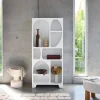 Organisches Bücherregal mit weißer Holzoptik 8 Fächer