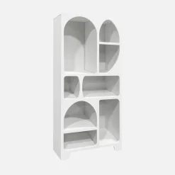Organisches Bücherregal mit weißer Holzoptik 8 Fächer