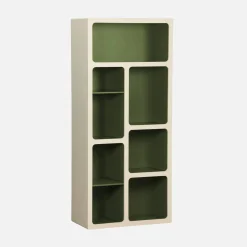 Organisches Bücherregal mit zweifarbigem Holzdekor, 8 Fächer